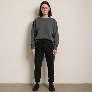 Grey Ant Sweatpants Women Medium Black Pull On Joggers Lounge Pants Seamed Artsy